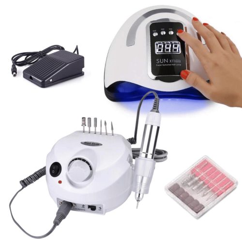 Nail Master elektromos körömcsiszoló és SUN X11 MAX UV/LED műkörmös lámpa szett