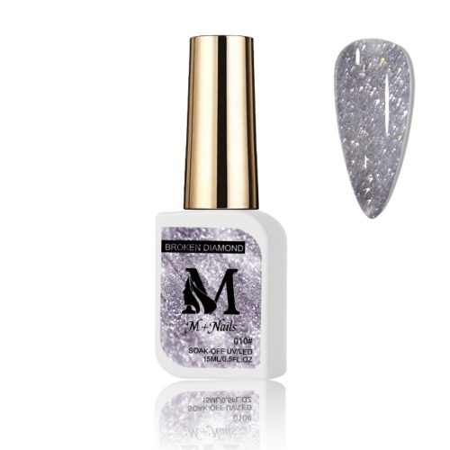 M+ beauty Broken Diamond UV gél lakk - 010 Lilás ezüst