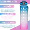 Színátmenetes motivációs kulacs idézetekkel és időskálával (1000 ml) - Kék/Rózsaszín