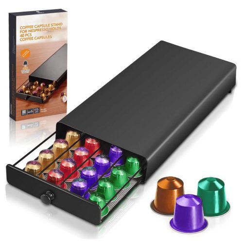 Nespresso kávékapszula tartó fiók, elegáns fogantyúval- 40 db kapszula