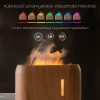 Flame láng hatású diffúzor és aroma párologtató fa borítással, díszcsíkkal