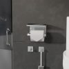 Fali toalettpapír tartó, felső polccal és 2 db akasztó kampóval - Ezüst