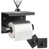Fali toalettpapír tartó, felső polccal és 2 db akasztó kampóval - Fekete